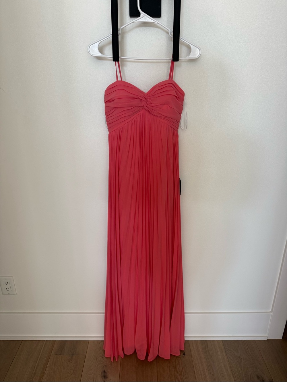 Lulu's Coral Pleated Maxi Dress with Spaghetti Straps